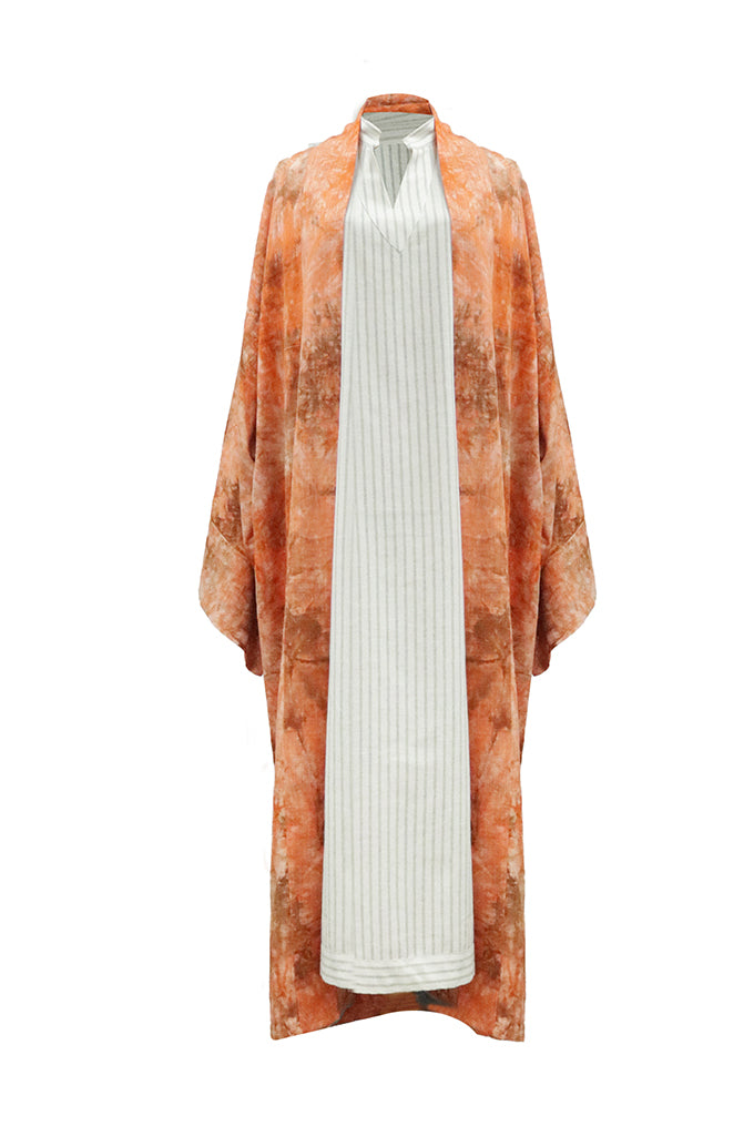 Orange Tie Dye Kimono Set