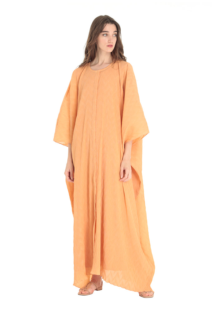 bambah orange dress Bambah Floral-Print Smocked Linen Dress - Orange