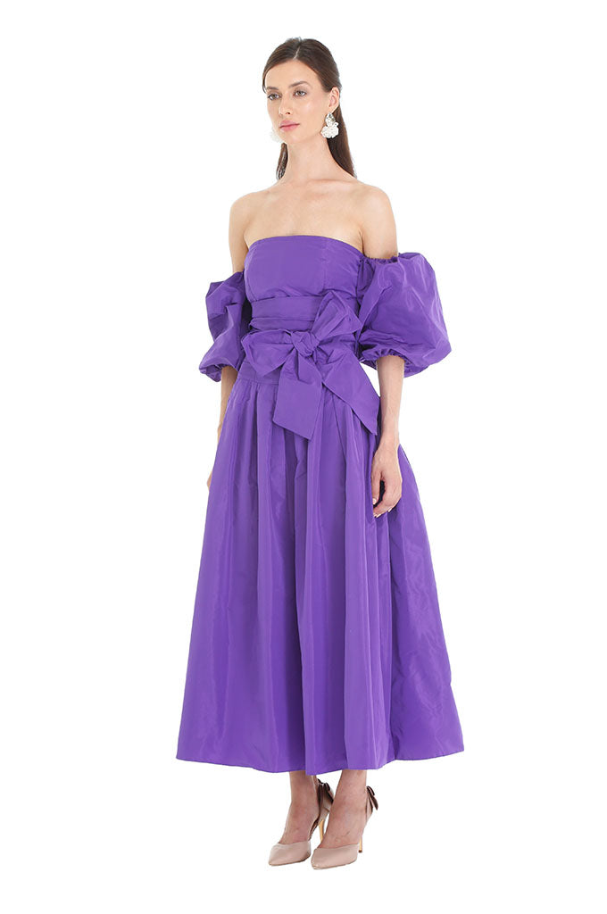 Purple Morada Balloon Sleeve Dress – Bambah