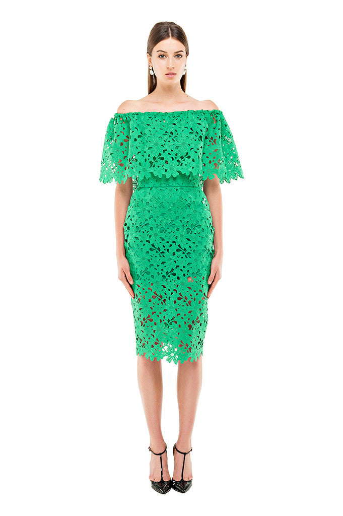 Green pencil 2024 skirt lace