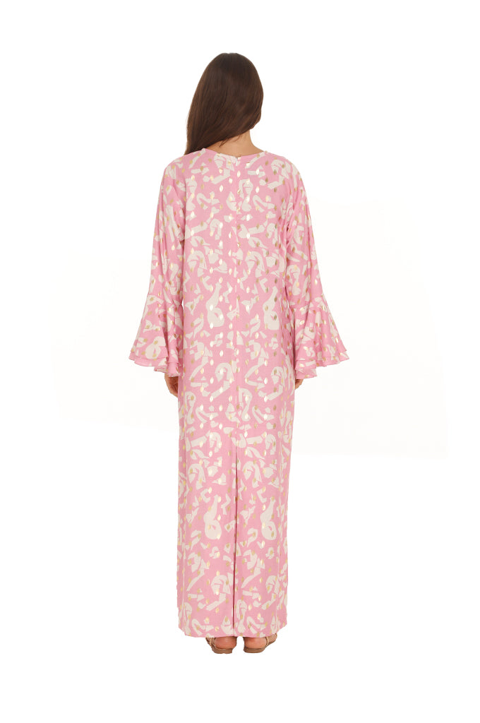 Pink Bella Ruffle Dress Maxi