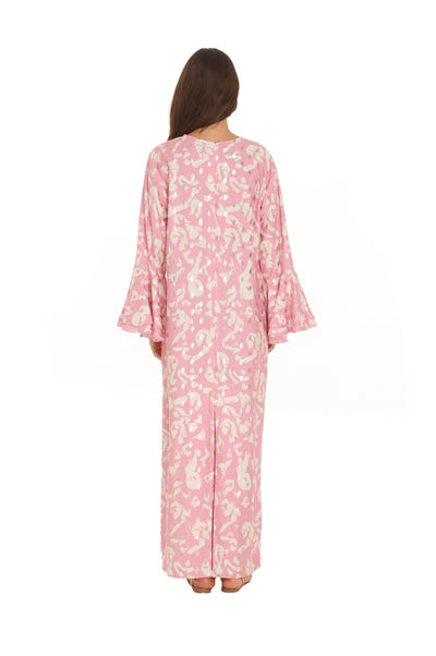 Pink Bella Ruffle Dress Maxi