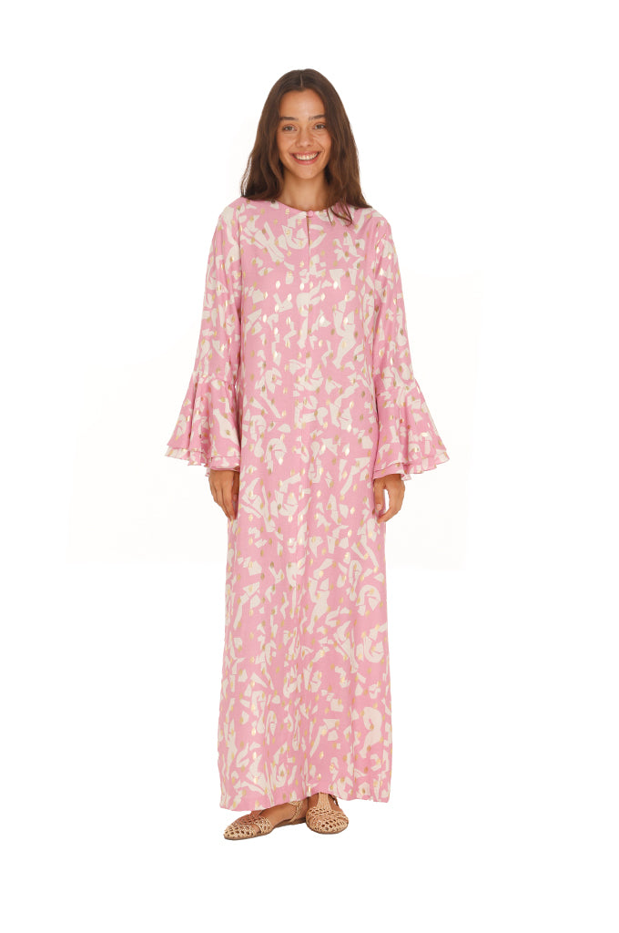 Pink Bella Ruffle Dress Maxi