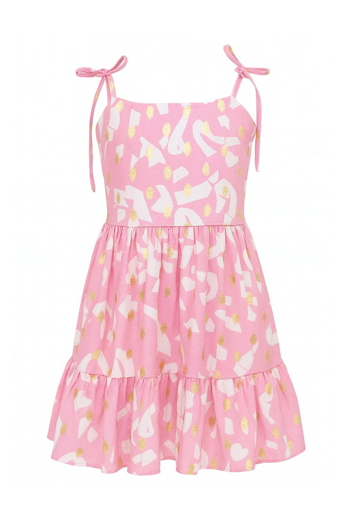 Pink Bella Spaghetti Straps Ruffle Dress Lb