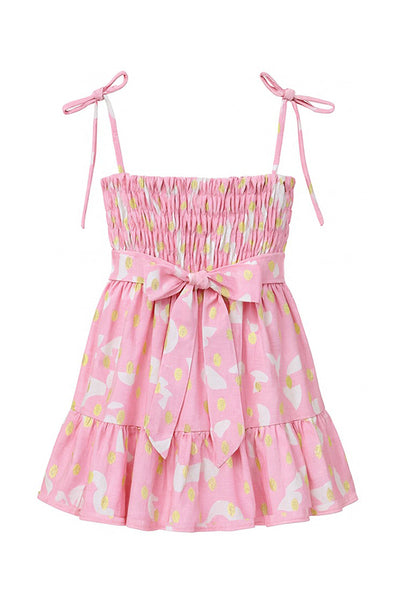 Pink Bella Spaghetti Straps Ruffle Dress Lb