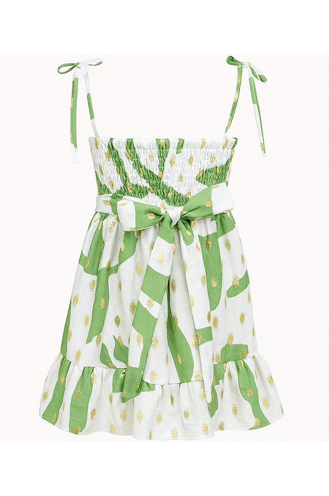 Green Bella Spaghetti Straps Ruffle Dress Lb