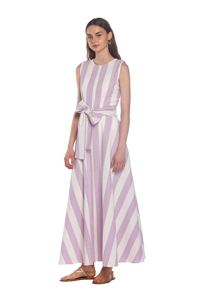 Purple Striped Midi Dress