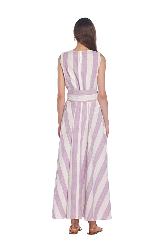 Purple Striped Midi Dress