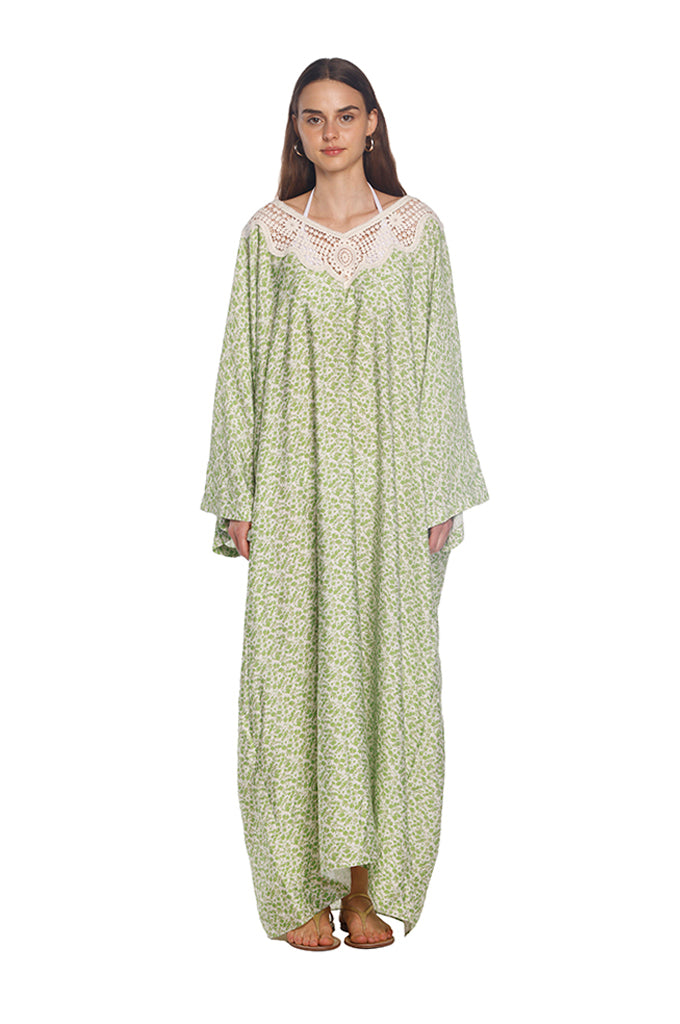 Green Flora Crochet Kaftan