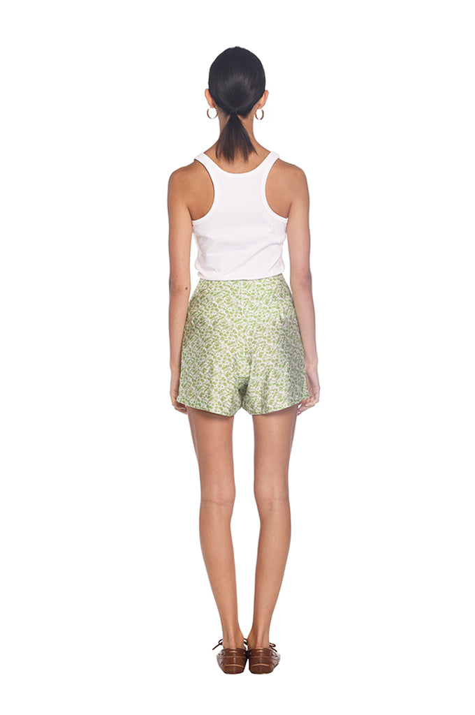 Green Flora Azalea High Waist Shorts