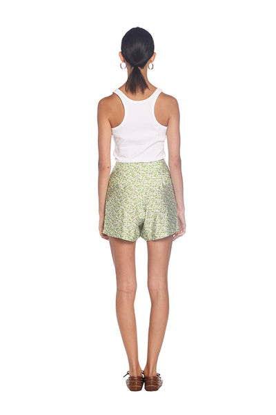 Green Flora Azalea High Waist Shorts