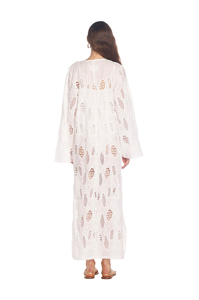 White Lila Line Kaftan