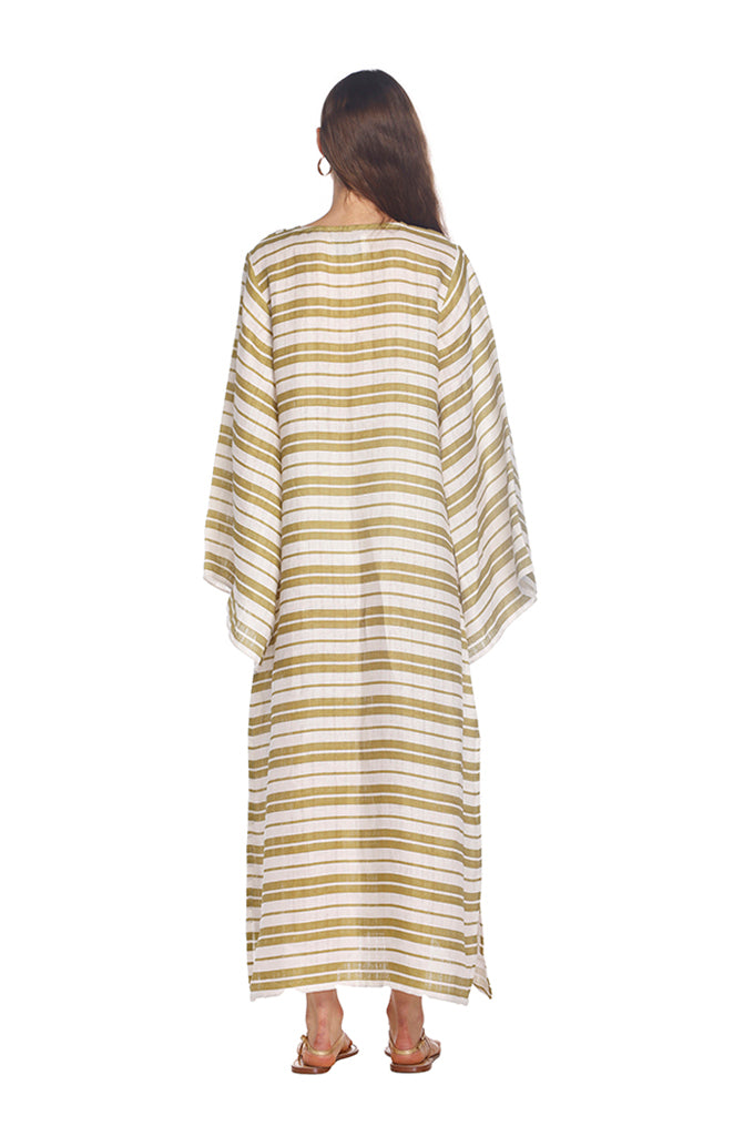 Green Striped Moza Kaftan