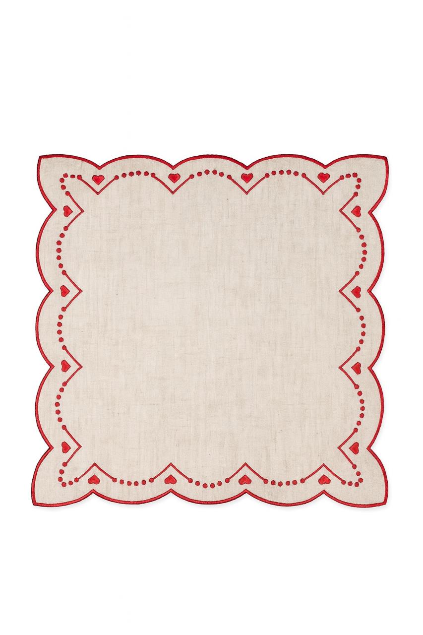 Red Sweetheart Scallop Napin - Single