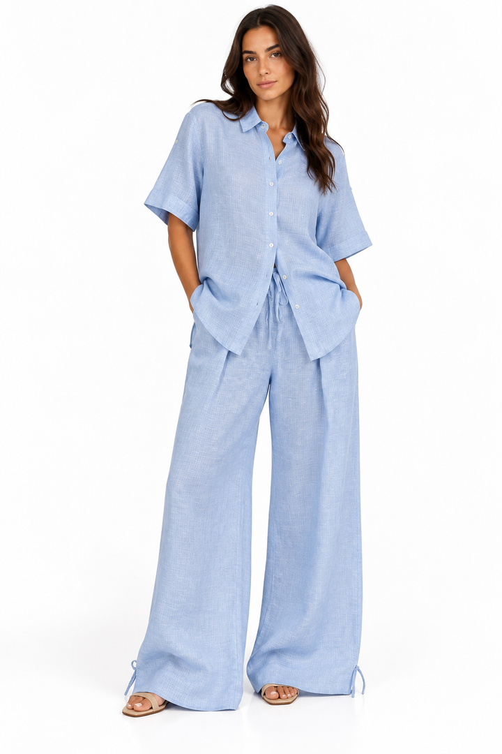 Blue Linen Joud Set