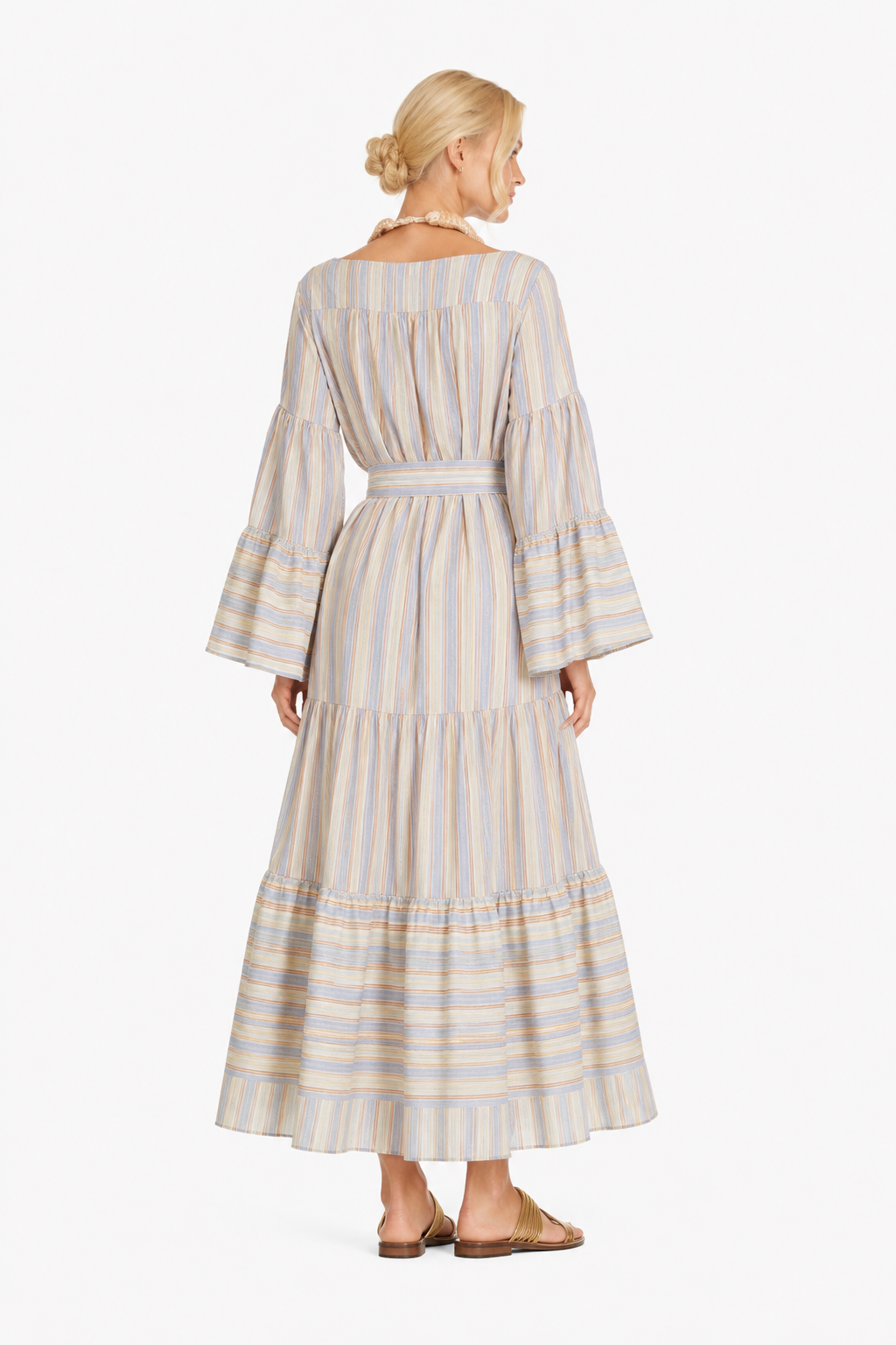 Grey Striped Sunflower Dress