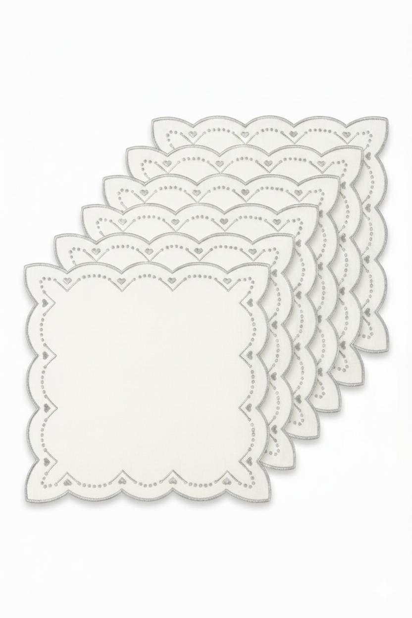 Silver Sweetheart Scallop Napkin - Set