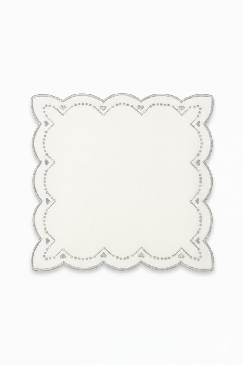 Silver Sweetheart Scallop Napkin - Single