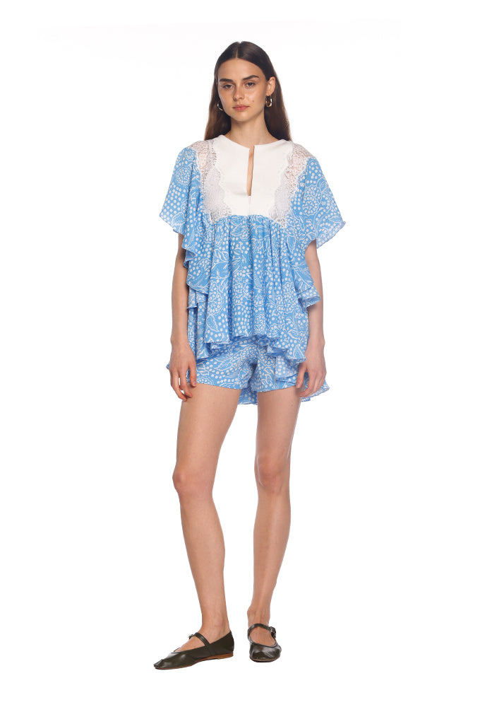 Blue Azalea Ruffle Top