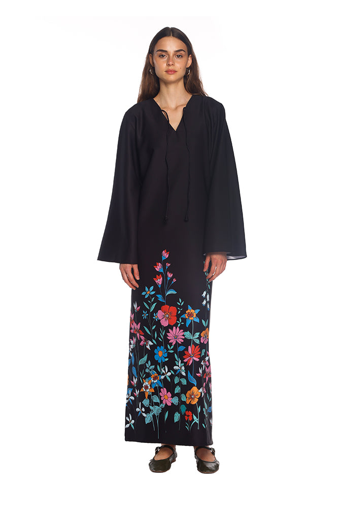 Black Hibiscus Moza Kaftan