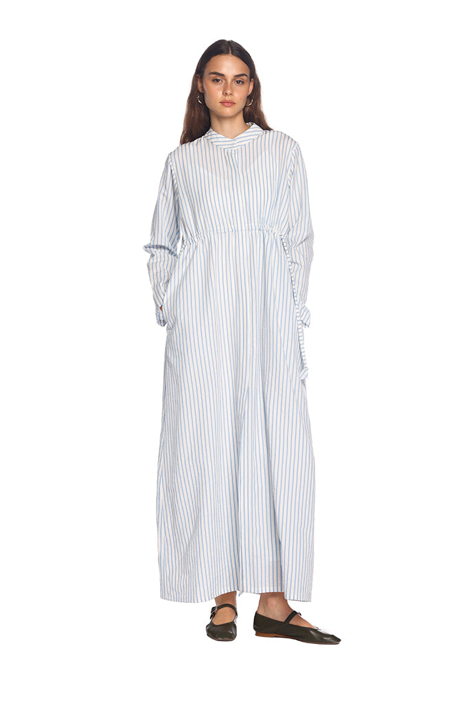 Blue Striped Tie String Kaftan