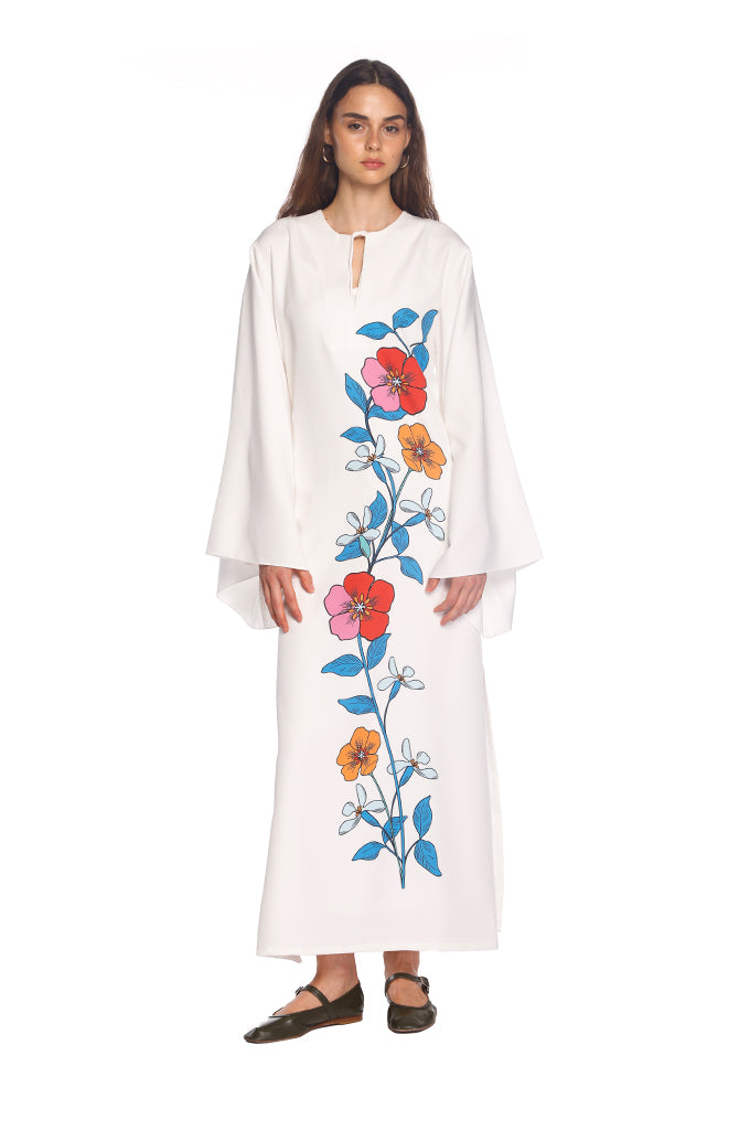 White Hibiscus Moza Kaftan