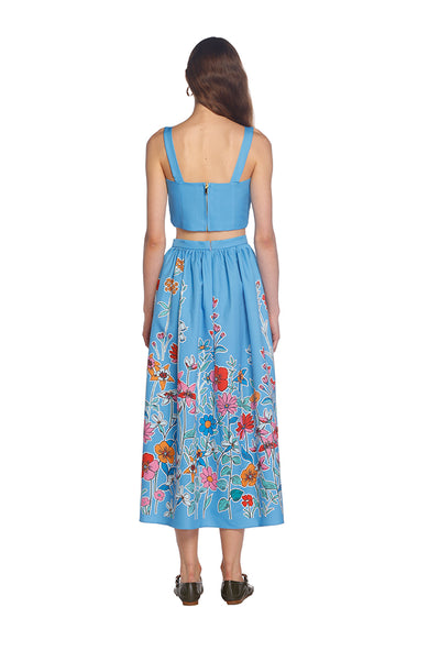 Blue Hibiscus Midi Skirt