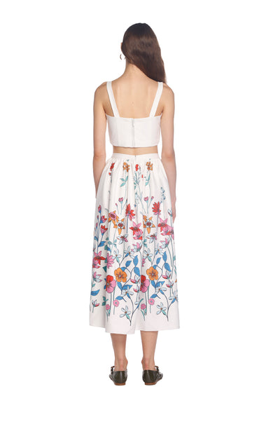 White Hibiscus Midi Skirt