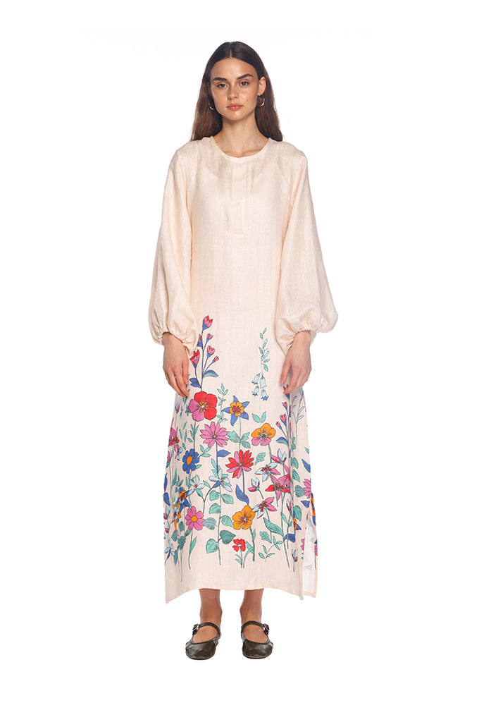 Biege Hibiscus Tuscan Kaftan