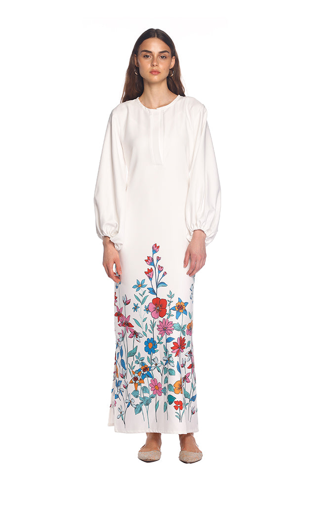 White Hibiscus Tuscan Kaftan