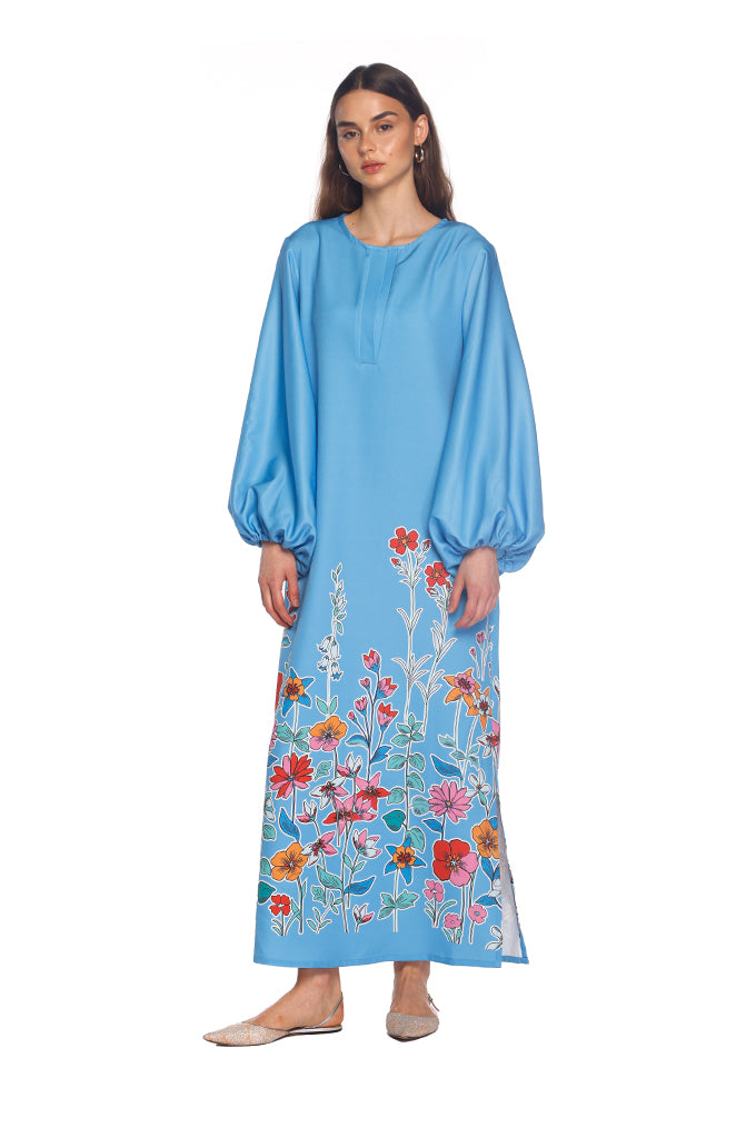 Blue Hibiscus Tuscan Kaftan