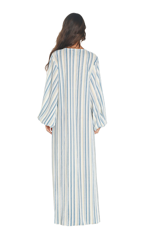 Blue Plisse Tuscan Kaftan