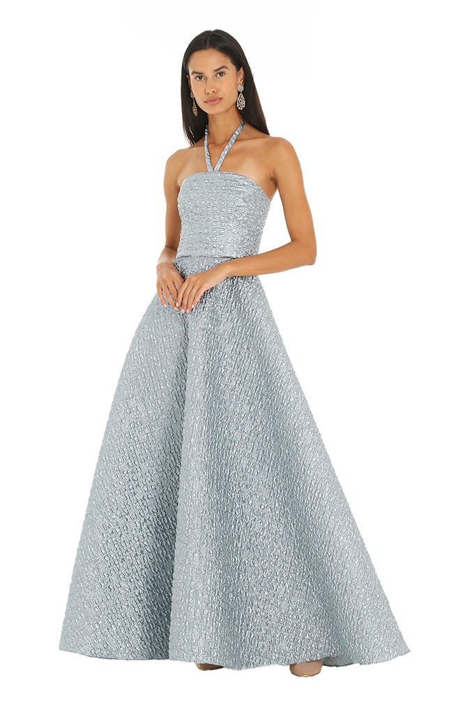Sky Blue Metallic Princess Gown