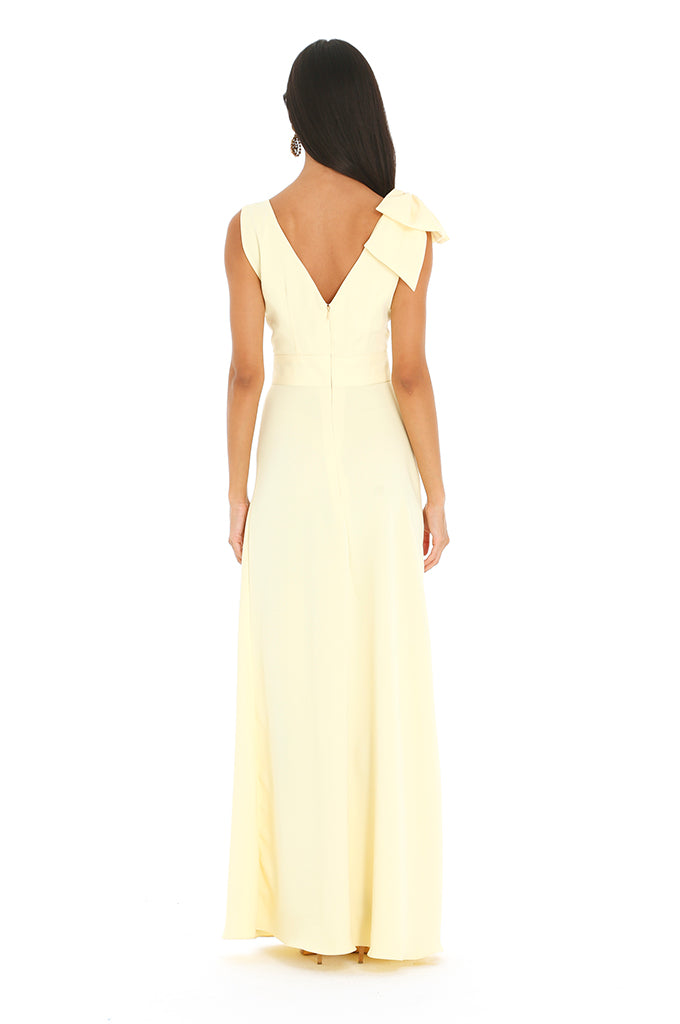Canary Yellow Crepe Bow Gown