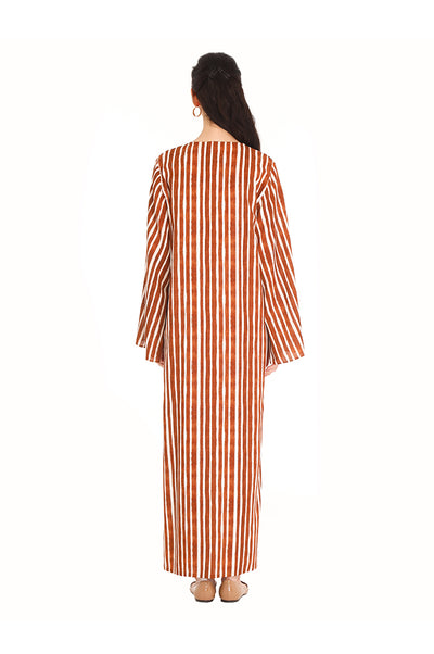 Brown Striped Column Kaftan