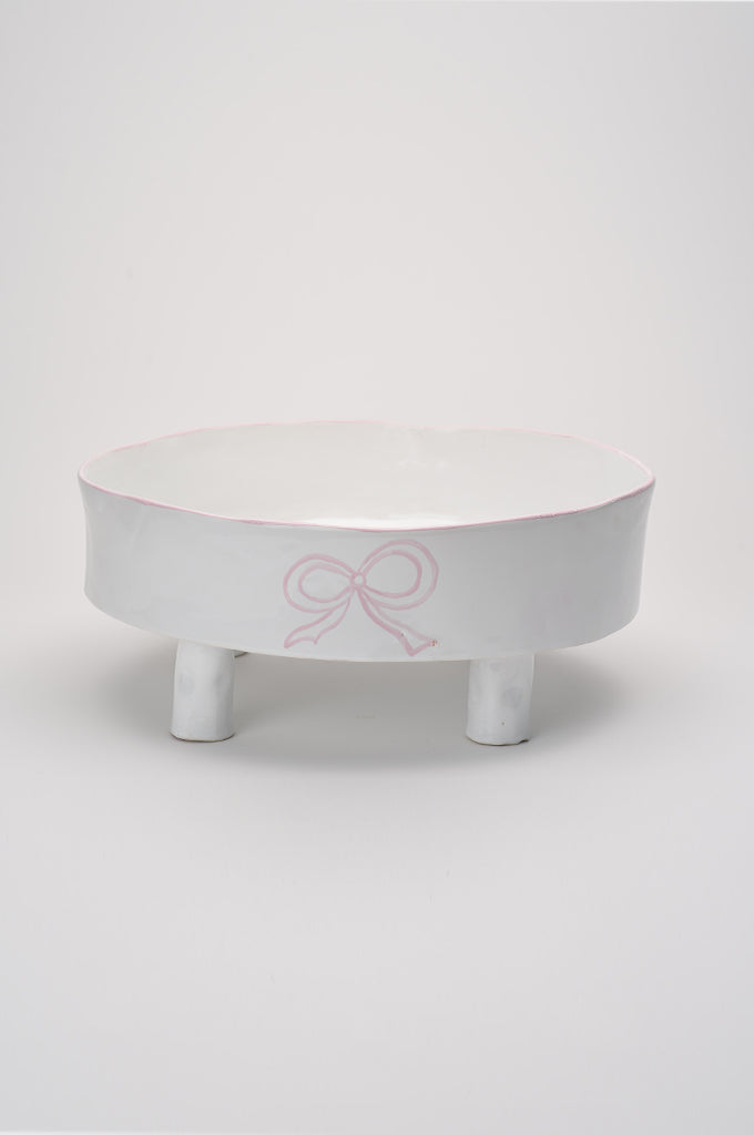 Ceramic Elevated Round Bowl with Bow