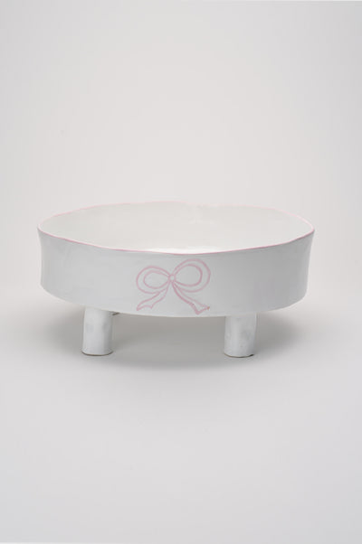Ceramic Elevated Round Bowl with Bow
