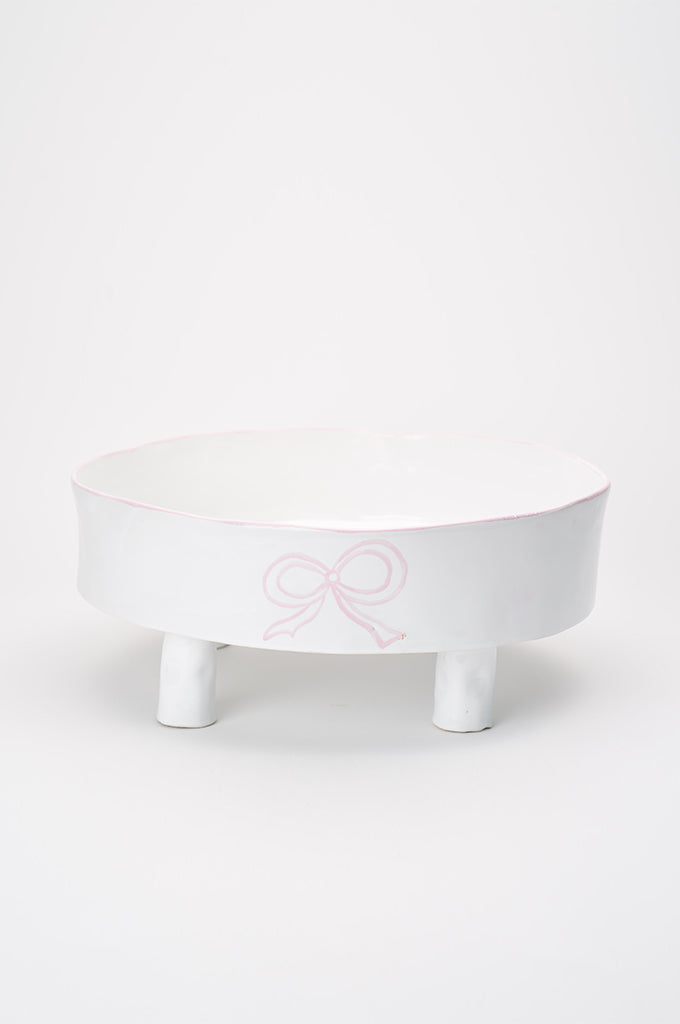 Ceramic Elevated Round Bowl with Bow
