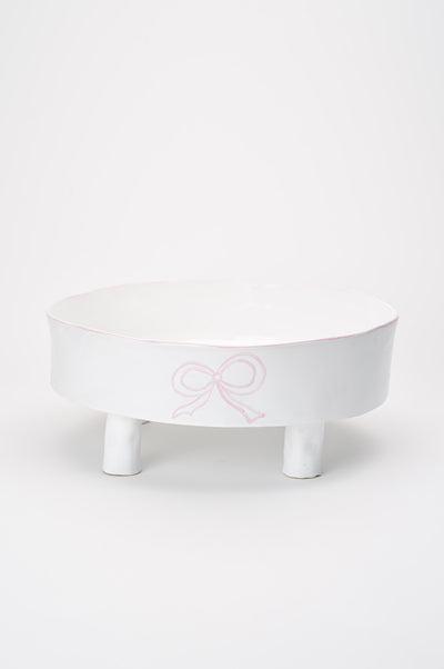 Ceramic Elevated Round Bowl with Bow