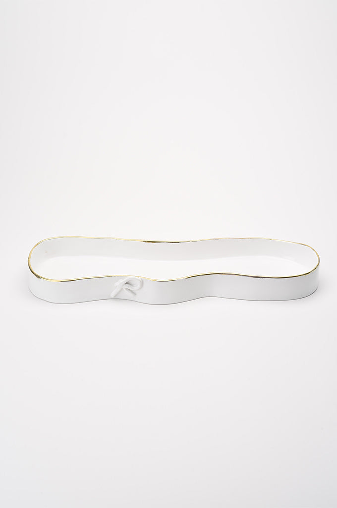 Ceramic Oval  Flat Platter with Bow