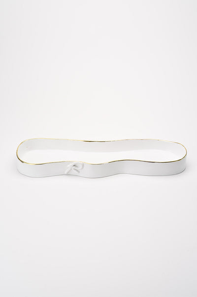 Ceramic Oval  Flat Platter with Bow