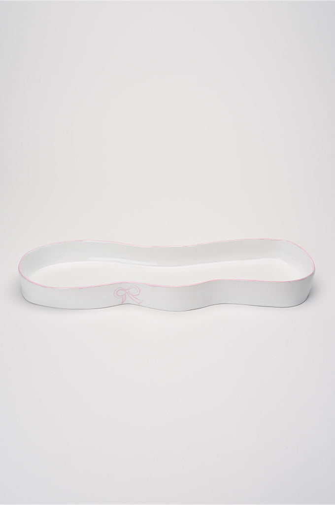 Ceramic Oval  Flat Platter with Bow