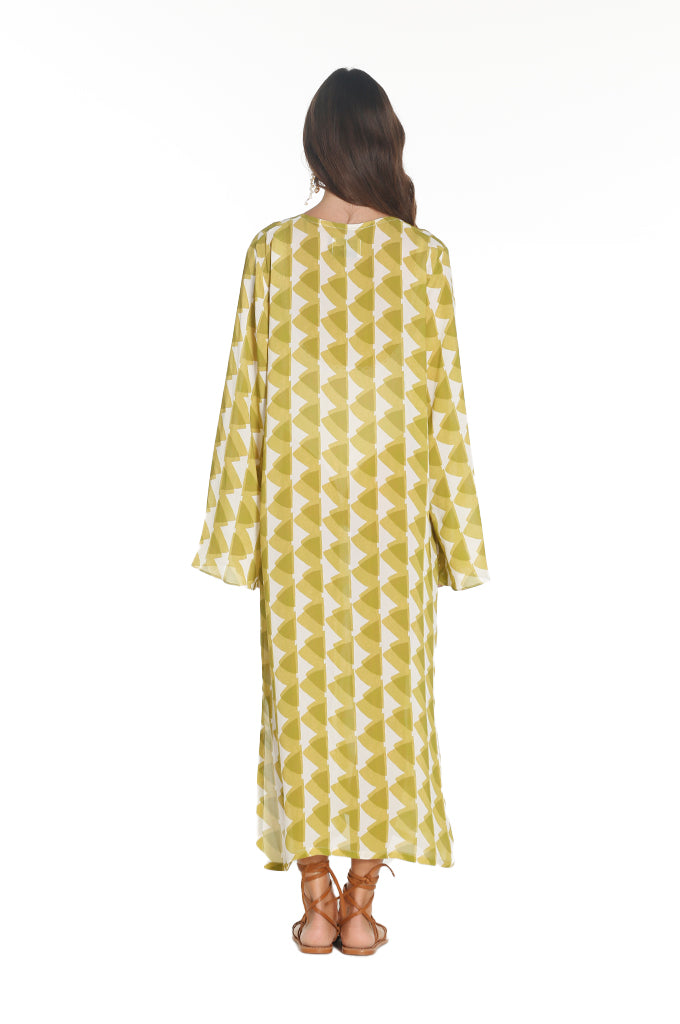 Lime Geometric Aida Kaftan