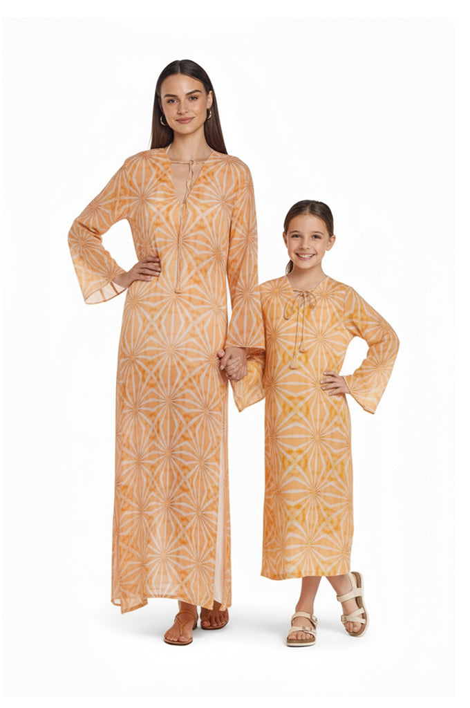 Orange Geometric Kaftan Lb