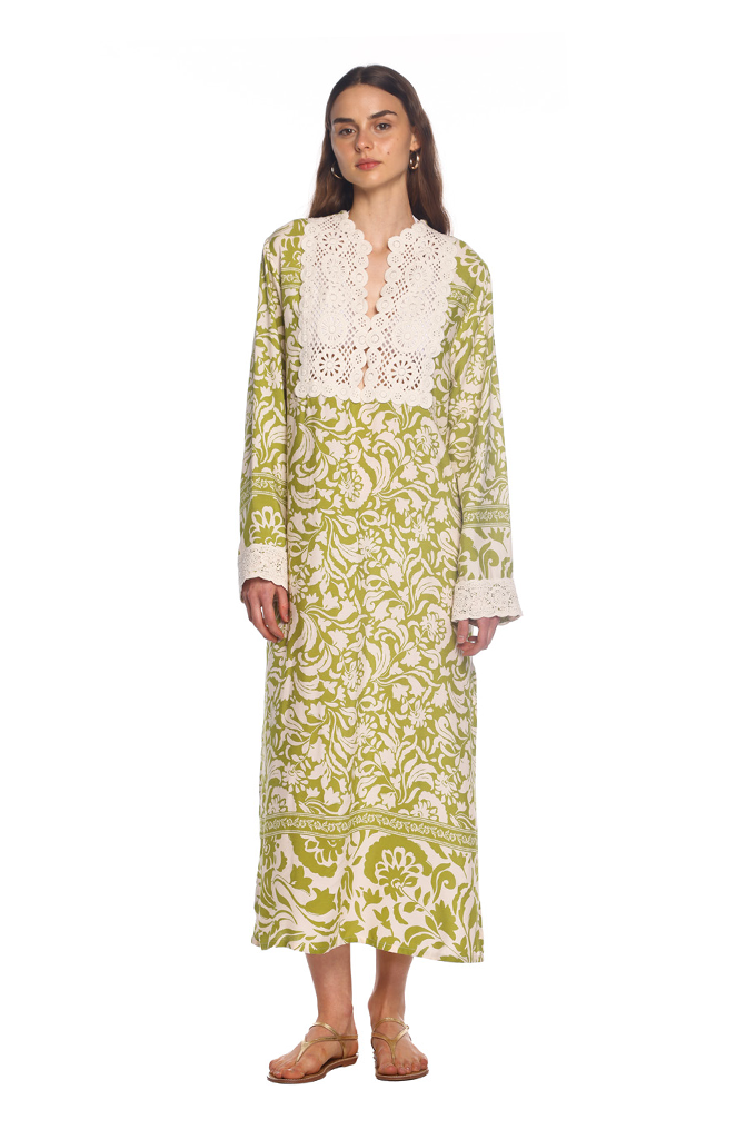 Green Verda Crochet Kaftan