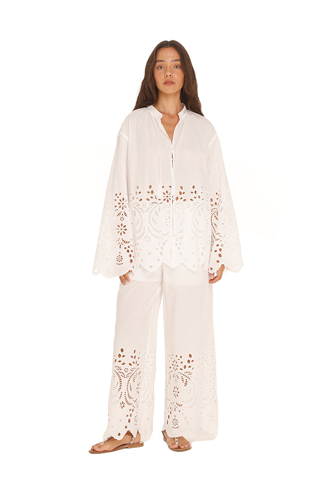 White Eyelet Pants