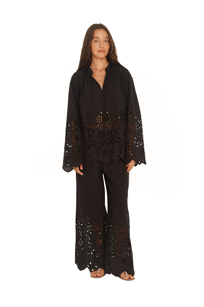 Black Eyelet Pants