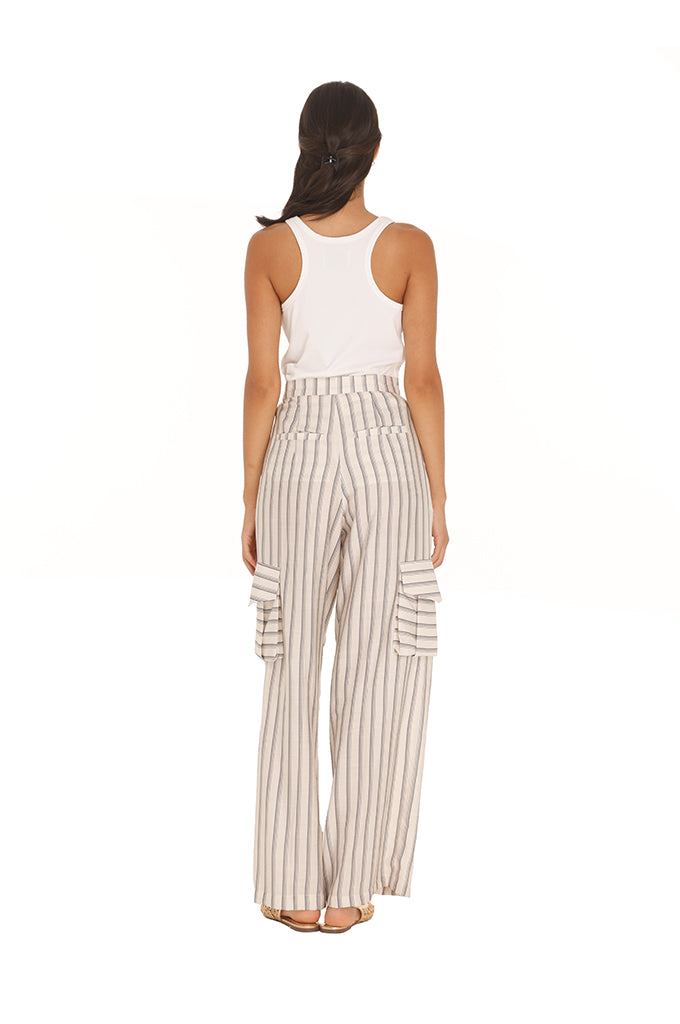 Grey Striped Hannah Cargo Pants