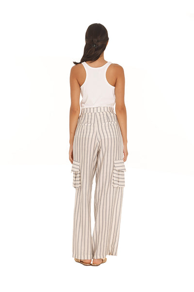 Grey Striped Hannah Cargo Pants