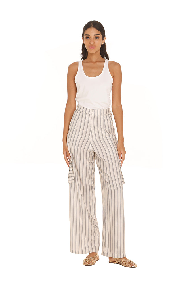Grey Striped Hannah Cargo Pants